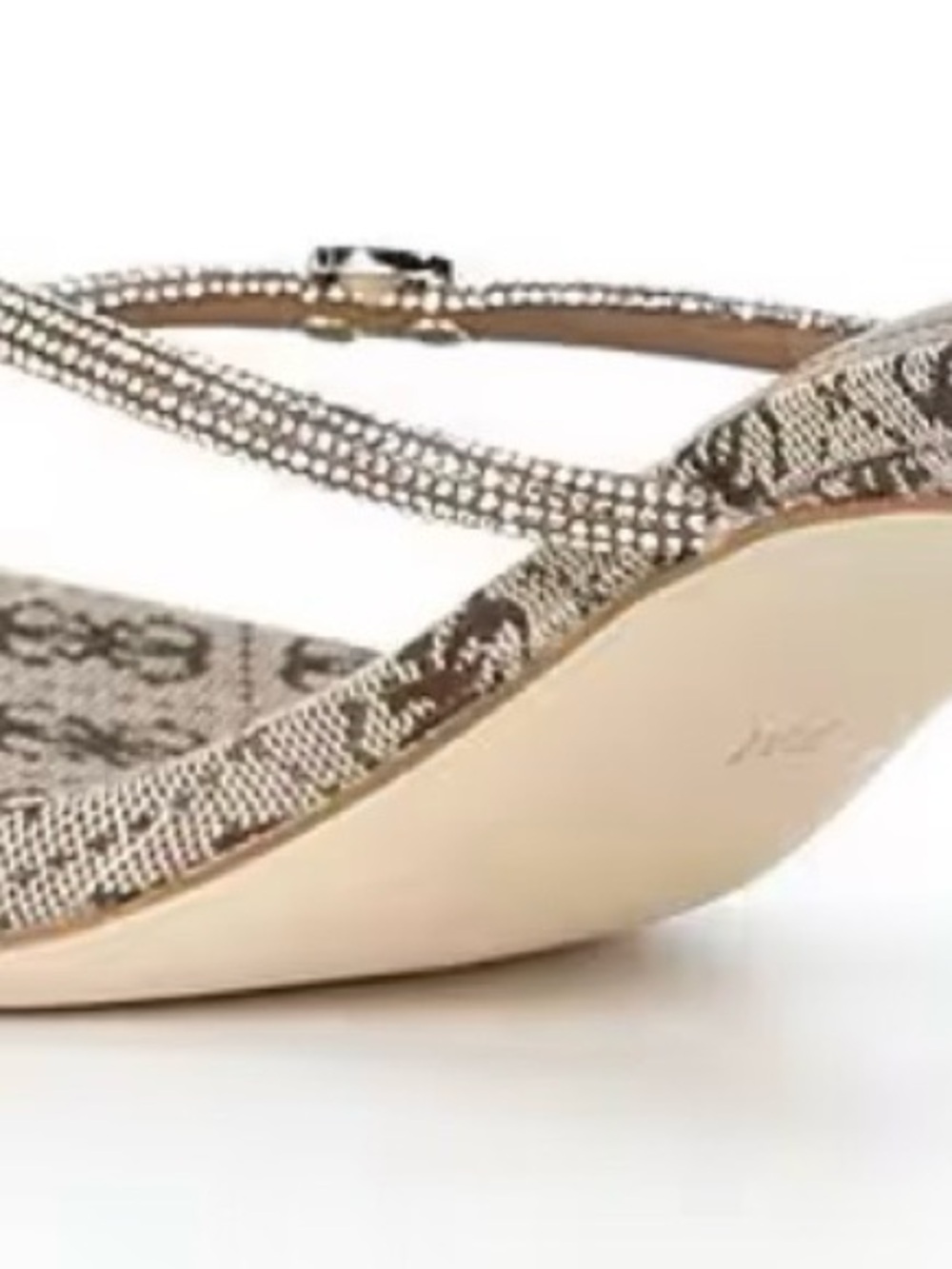 🧡 GUESS Mayan Rhinestone Metallic Logo Sandals Never Worn 🧡 - Picture 8 of 11